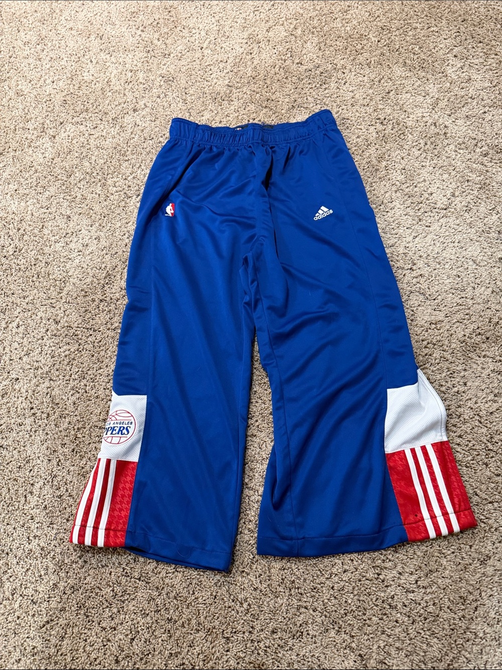 Adidas Royal Blue LA Clippers Tear Away Sweatpants with Red & White Team Accents